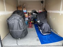 I rented heated storage this year… In case you’re curious the Panhead  is on the right… LOL