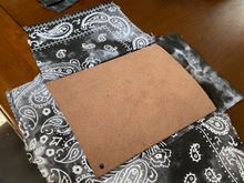 2 - Cut the bandana to wrap nicely around the leather (take lots of measurements)