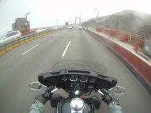 Crossing the golden Gate bridge after riding down the PCH