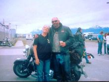 Myself and my wife who was waiting for me when I finished the 2010 Hoka Hey in Homer Alaska in 2010. 