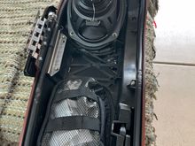 All together with the speaker mounted.  Also cut and modified my underlid Saddlemen storage system.  Lost on side, but always good to have some pockets to store stuff 