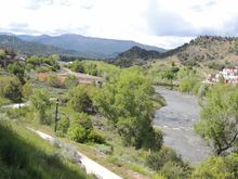 The view from the deck of Serious Texas BBQ.