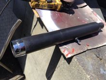finished muffler was chrome now black Rustolium B B Que paint