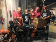 Kelly on the left, the full crew including me. We started at 6;30 AM, at 10:30 AM she light off on the first hot kick. Took till about 1:30 PM to get her sorted, the carb on the motor was iffy, we had to go back on the lift and swap to my carb.