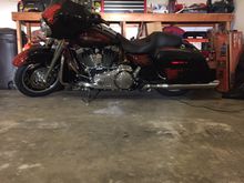 2009 FLHX, chrome front end, flames, V&H Rounds, custom flames,