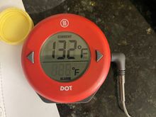 I like med rare. So there it is, settling at 132 deg. "pert' good I'd say mate. eh?