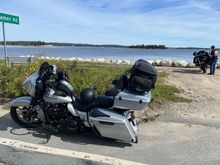 Somewhere in Nova Scotia along the coast. My bag with a Rickrak mounting setup for my tour pack rack.