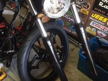 Shiny black legs and 2 tone headlight bucket with LED bulb