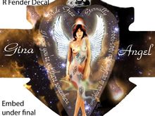 Fender Decal I designed to commemorate my beautiful wife, and life partner, Gini (Gina) who I lost to cancer in 1994. I printed it out on decal transfer paper, and sent it with the tins for Tom to install during the process. He did a great job!
