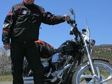 Wearing my cold weather gear riding through the mountains  in Arizona.
April 2008.