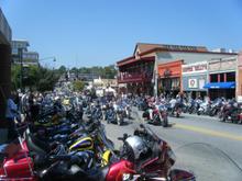 Bikes, Blues, and BBQ held in Fayetteville Arkansas at the end of September every year. Bikers from around the country gather here on Dixon Street for four day.