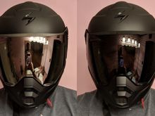 Scorpion EXO-AT950 in Matte Black with silver and dark smoke shields.