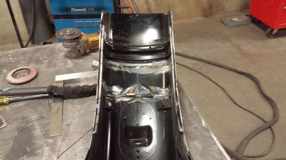 Also added 1/4" round stock in for support on the inside of the fender. I also kept the stock bracing in, but removed the brace for the section of the donor fender I used to splice it.