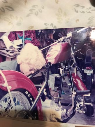 Dad building his drag bike bid 80s