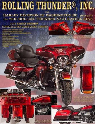 Raffle bike for Rolling Thunder XXXI, drawing May 29, 2018.