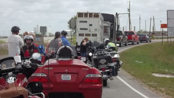 Waiting to board the ferry at Cameron, La.