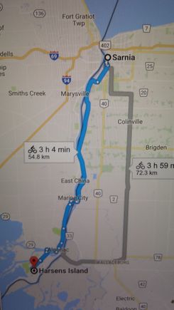 Map of our route for the trip today.