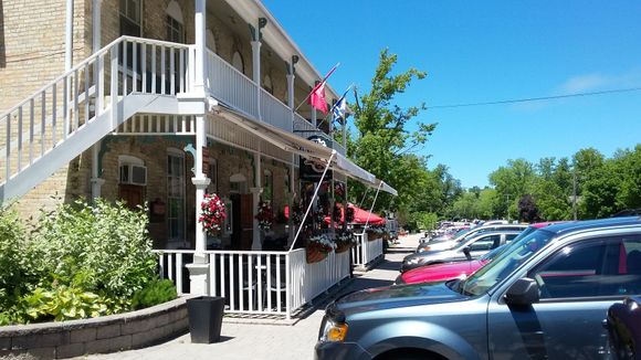 The on to Bayfield, Ontario to the "Albion Hotel" for lunch. This is a photo of the front of the hotel patio area where we sat and ate.