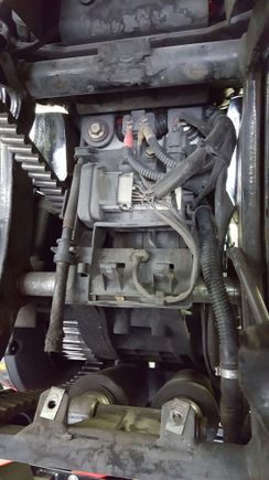 Main Circuit breaker location. The breaker has a red wire and a two yellow wires on it, towards the top of the photo.