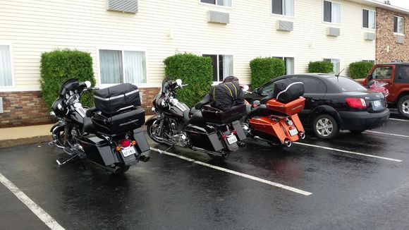 Next destination is across the Mackinac bridge and around to Gladstone Michigan. Rain gear was a requirement this morning.