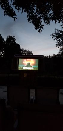 Watching Close Encounters of the Third Kind  with Devils Tower as the back drop. KOA Campground. 