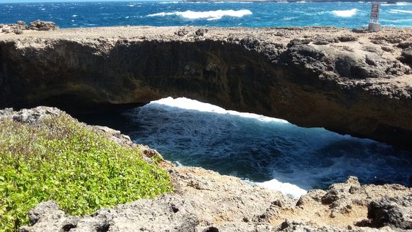 A smaller natural bridge that has formed beside the original.