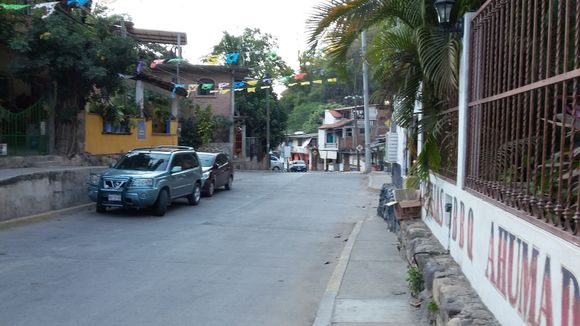 View of the hillside and street outside the El-Rio.