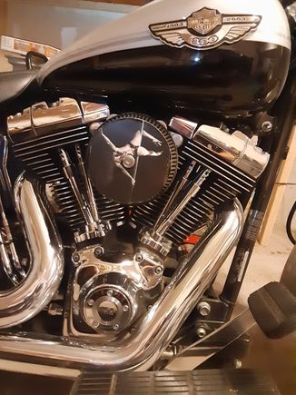 First shot at a custom air filter decoration. Its a bit rough, I think I can improve it if I make another.

I do appreciate a nice 100th model so im adding little bits of customization here and there that compliments what the bike already is. Lots of chrome, black and silver.