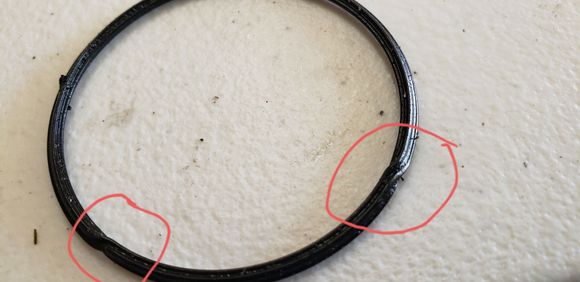 Kinked areas that developed the leak 