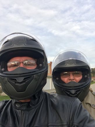 The Wife and I got matching Harley helmets, there not bad for what I paid for them, But not as nice and as comfortable as my shoei 
