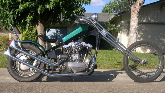 1962 XLCH Ironhead chopper with too many custom parts to list.  It's about as far from Stock as you can get and still call it a Harley.