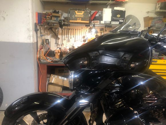 This is the raked custom batwing fairing. See how it extends past the headlight