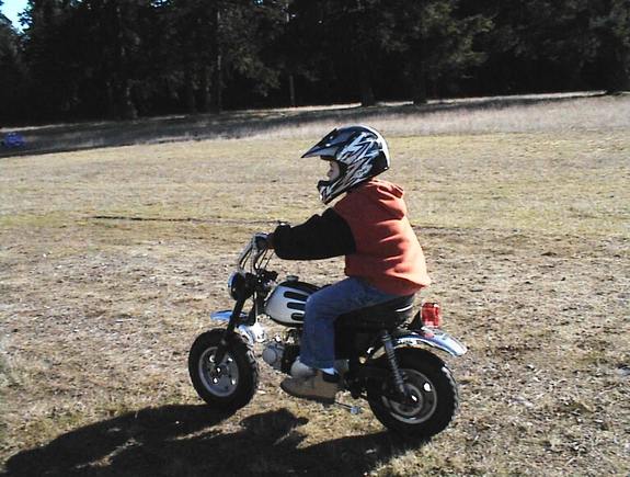 Son learning to ride