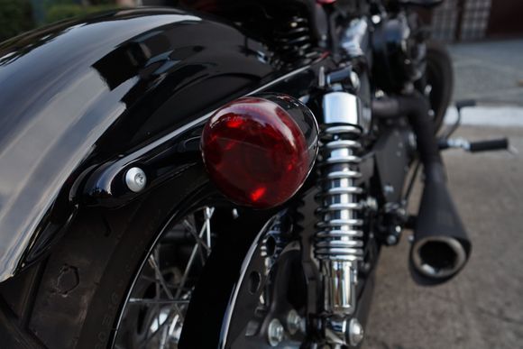 Red painted signal lamps