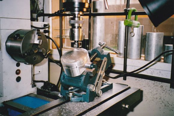 Fly cut a Buell piston for clearance , I built and maintained a few Buell road race bikes for a laugh