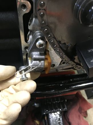 So I'm sorta slow considering I pinned the HYDRAULIC tensioner before removal. I know I know. Anyway take the tensioner off first with two torx bolts.