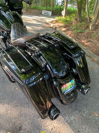 OEM solo tail rack with custom powder coating. OEM only had chrome