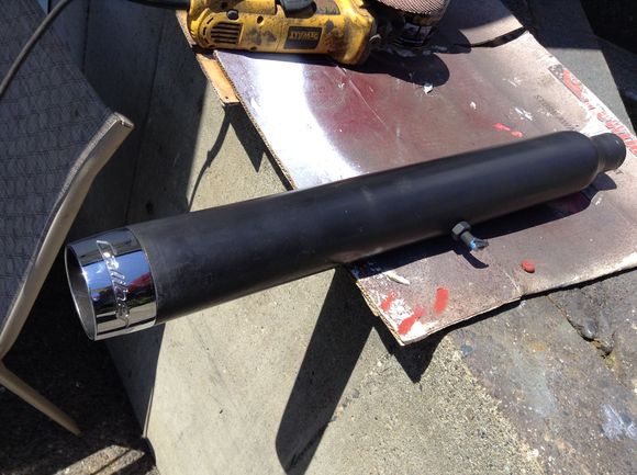finished muffler was chrome now black Rustolium B B Que paint