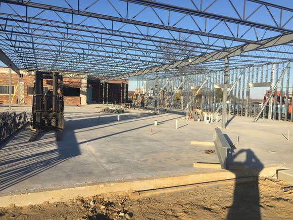 View from ground level looking back at existing facility, nursing home end.