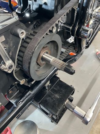 Drive pulley and belt reinstalled.