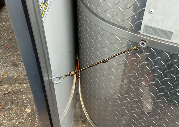 Keeps the door from beating you up.