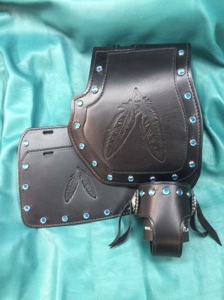 Set for trike with our longer version of our heat shields, mud flaps and cup holder.