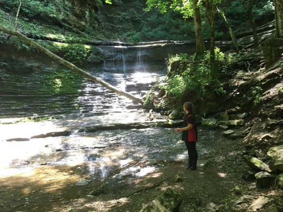 Jackson Falls -- about a quarter mile hike (down and back) along a fairly steep trail just off the Natchez Trace Parkway.