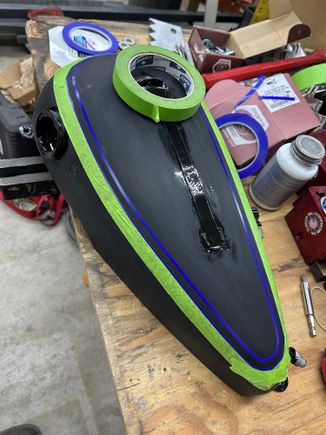 Masking off the tanks for the insert color