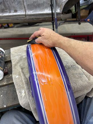  front fender started out wet sanding  with 600 then to 800 then to 1500  then  buffing  3 stages 