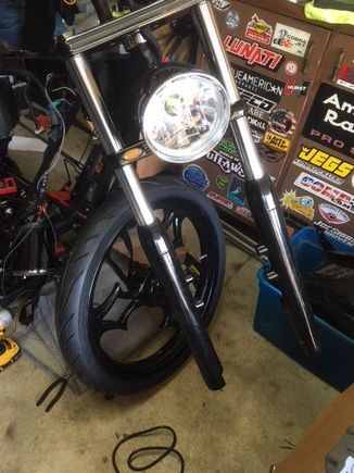 Shiny black legs and 2 tone headlight bucket with LED bulb