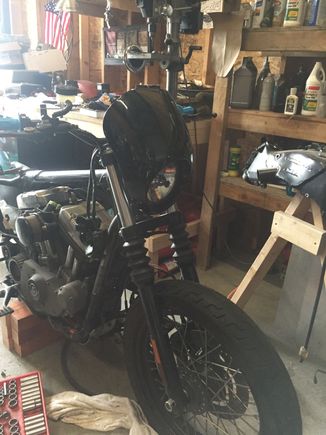 Added a bikini fairing (never order from ultra supplier on ebay). The parts are of good quality, but came with zero instruction on how to mount it and the mounting bracket is so thin the whole fairing/headlight will bounce when the bike is running.  Time to go to the drawing board to increase the rigidity of the bracket.