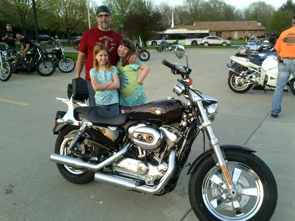 My hubby and my girls with his "other" lady! 2013 110th Anniversary XL1200C :)