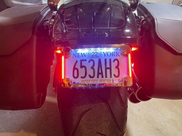 Rear Tidy Tail Lights and Plate Relocated to back of Fender and Tri-Radius Frame
