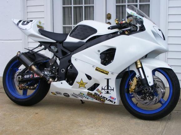 -05 Suzuki GSX-R600
-09 brembo yamaha r6 master cylinder
-sunstar slotted rotors front &amp; rear
-ebc HH brake pads
-renthal gold 520 chain kit 15-47
-pp tuning adjustable rear-sets
-Hyper-pro steering damper
-steel braided brake lines
-mgp growler carbonfiber GP exhaust
-hotbodies body work
-Michelin power pure 2ct's
-K&amp;N

Just sold her and got another quad.  Guys just got too sketchy at the track and didn't listen to the coaches.  Two people died end of  last season and that was it for me.  Greatest time ever on two wheels!
